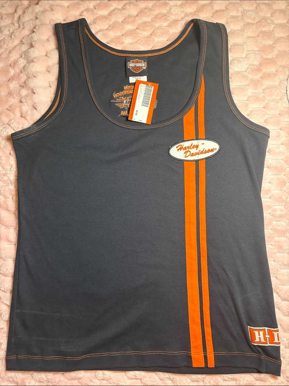 Harley-Davidson Gray Tank with Orange Racing Stripes